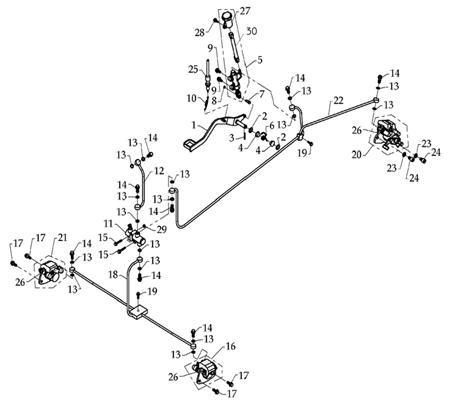 Circuit De Frein Avec Parking DINLI Pièces Quad DL904/DMX460 
