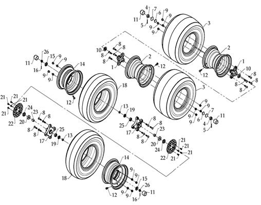 Roues DINLI Pièces Quad DL904/DMX460 