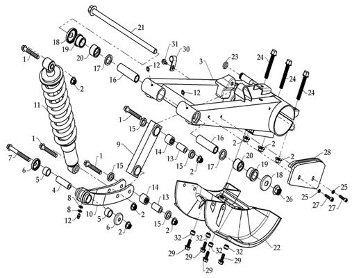 Suspension Arriere DINLI Pièces Quad DL904/DMX460 