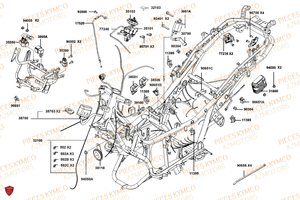 Equipement Electrique KYMCO Pièces Scooter DOWNTOWN GT 125i EURO 5 (SK25HA)