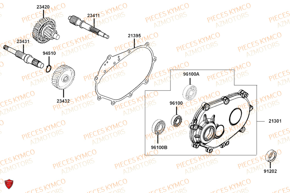 Transmission KYMCO Pièces Scooter DOWNTOWN GT 125i EURO 5 (SK25HA)