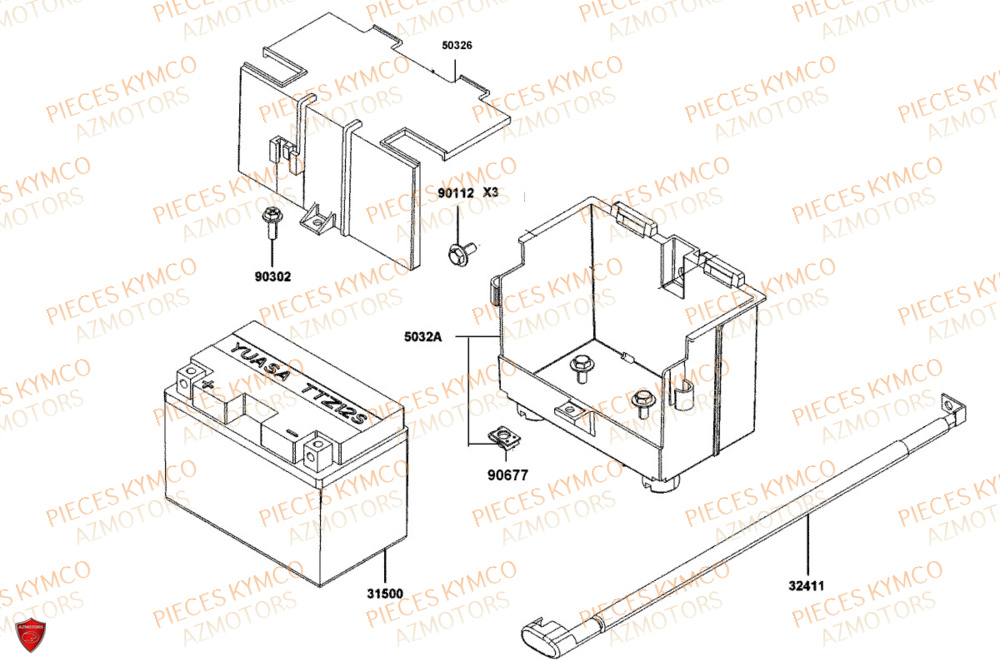Batterie KYMCO Pièces Scooter DOWNTOWN GT 125i EURO 5+ (SK25HC)
