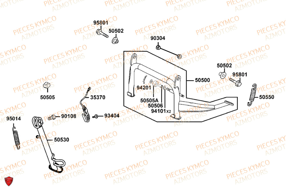 Bequille KYMCO Pièces Scooter DOWNTOWN GT 125i EURO 5+ (SK25HC)