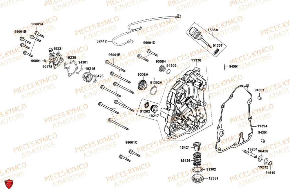 Carter Droit KYMCO Pièces Scooter DOWNTOWN GT 125i EURO 5+ (SK25HC)