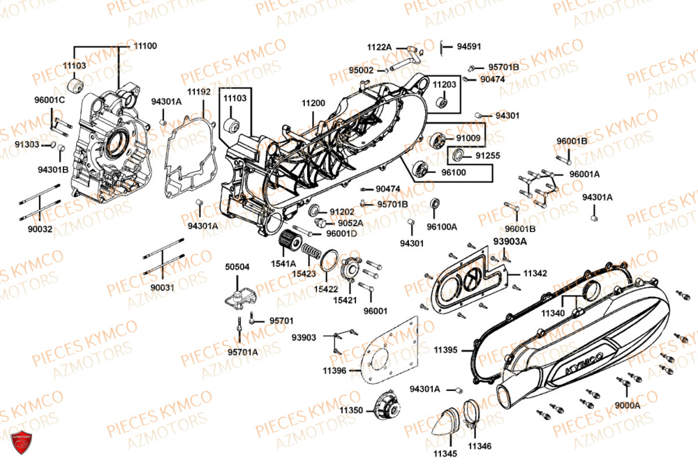 Carter Moteur KYMCO Pièces Scooter DOWNTOWN GT 125i EURO 5+ (SK25HC)