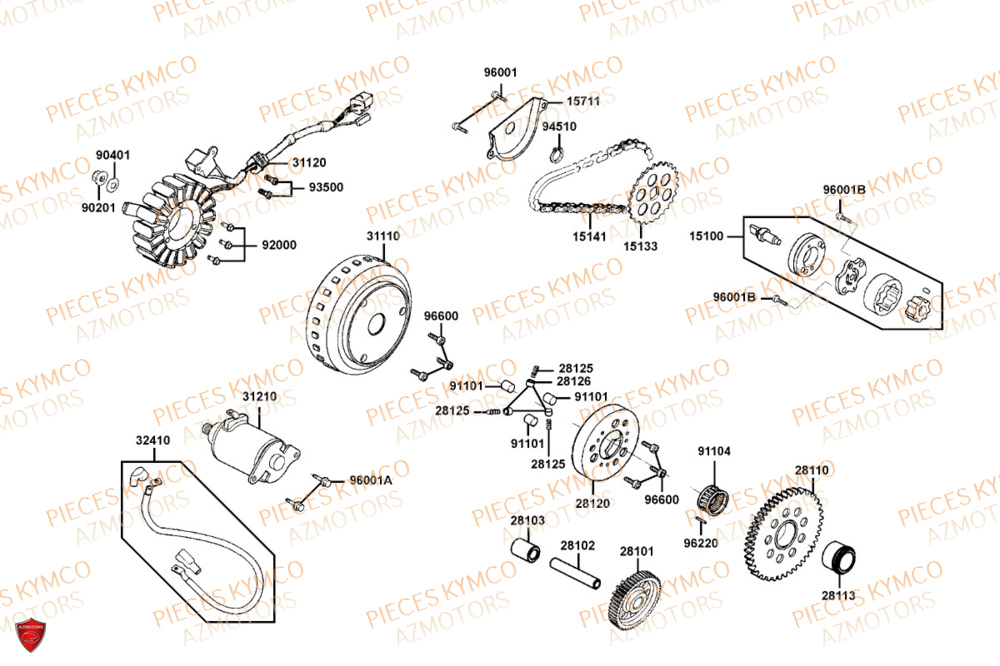 Demarreur KYMCO Pièces Scooter DOWNTOWN GT 125i EURO 5+ (SK25HC)