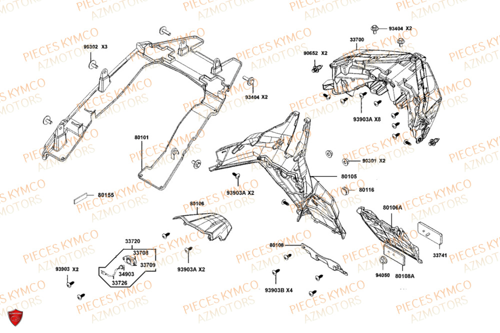 Feu Arriere KYMCO Pièces Scooter DOWNTOWN GT 125i EURO 5+ (SK25HC)