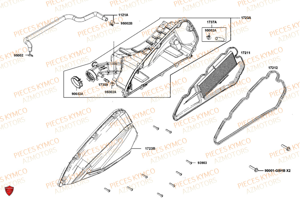 Filtre A Air KYMCO Pièces Scooter DOWNTOWN GT 125i EURO 5+ (SK25HC)