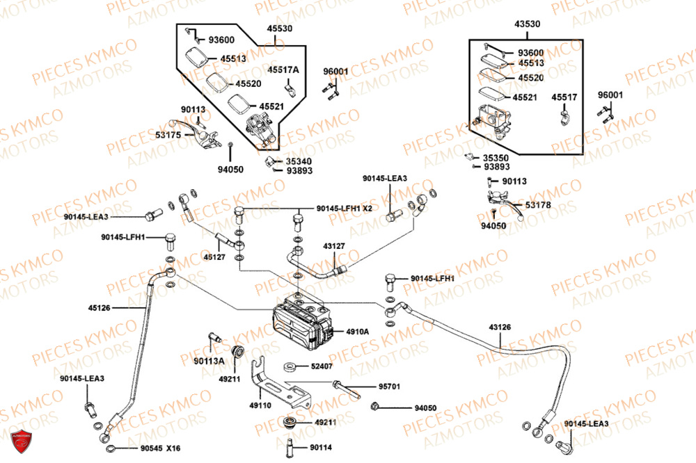 Freins KYMCO Pièces Scooter DOWNTOWN GT 125i EURO 5+ (SK25HC)