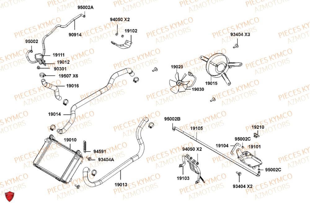 Refroidissement KYMCO Pièces Scooter DOWNTOWN GT 125i EURO 5+ (SK25HC)