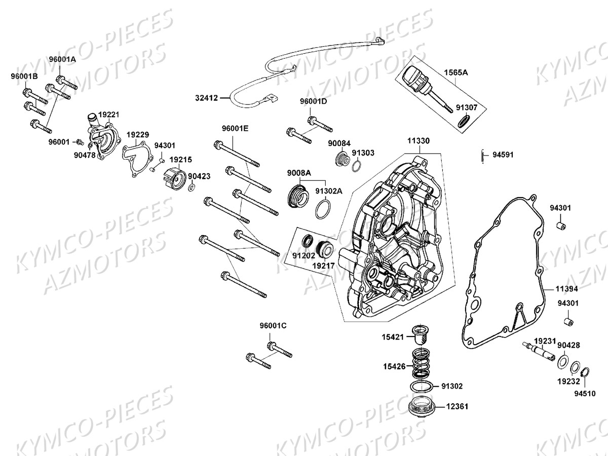 Carter Droit Pompe A Eau KYMCO Pièces DOWNTOWN 125I ABS EURO4 (SK25NA)