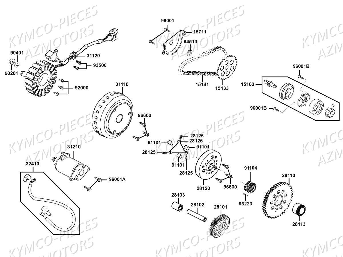 Demarreur Allumage KYMCO Pièces DOWNTOWN 125I ABS EURO4 (SK25NA)