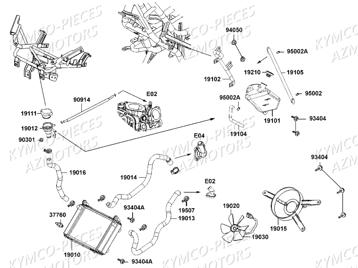 REFROIDISSEMENT KYMCO Pièces Scooter Kymco DOWNTOWN 125 I ABS EURO III