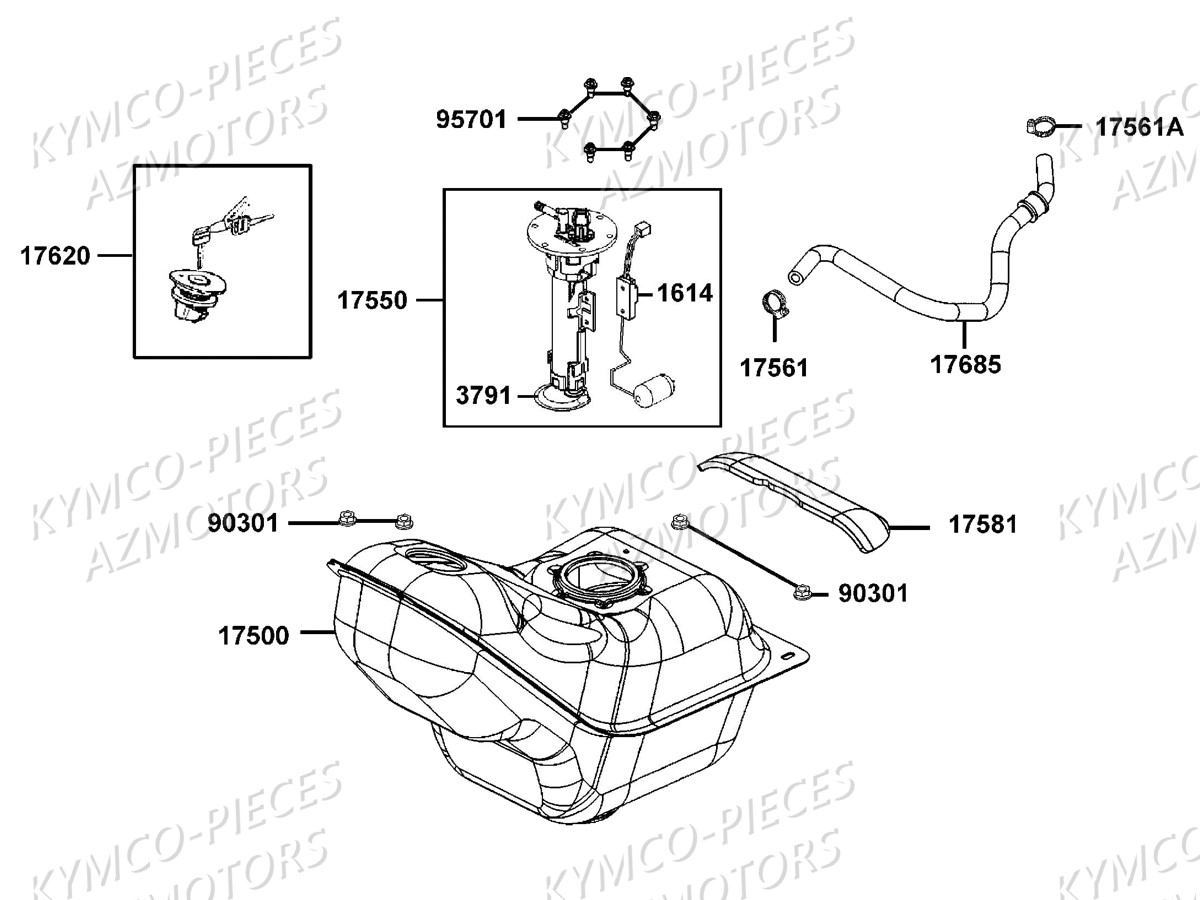 RESERVOIR A CARBURANT KYMCO DOWNTOWN 125I ABS E4