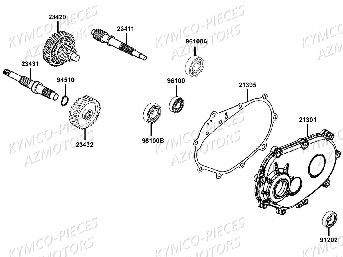 Transmission KYMCO Pièces DOWNTOWN 125I ABS EURO4 (SK25NA)