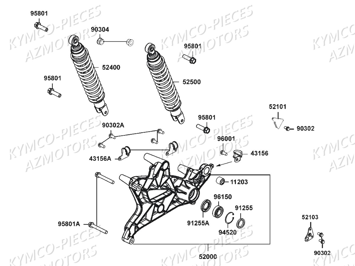 Amortisseurs KYMCO Pièces DOWNTOWN 125I ABS EXCLUSIVE EURO4 (SK25NB)