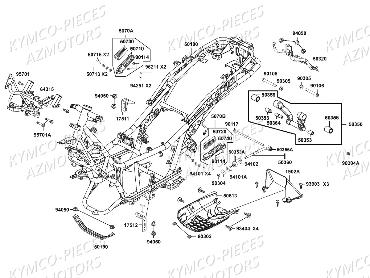 Chassis KYMCO Pièces DOWNTOWN 125I ABS EXCLUSIVE EURO4 (SK25NB)