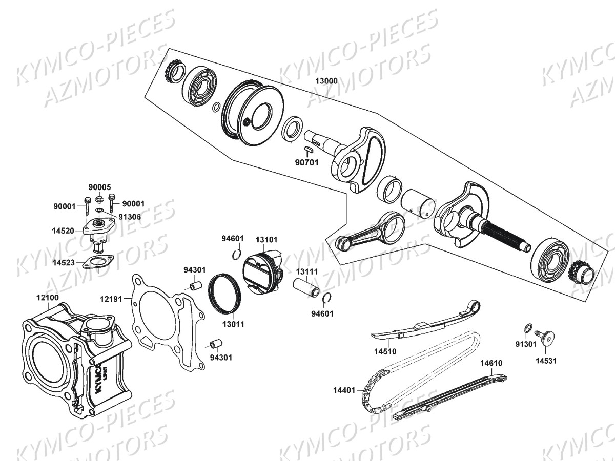 CYLINDRE PISTON pour DOWNTOWN 125I EX E4