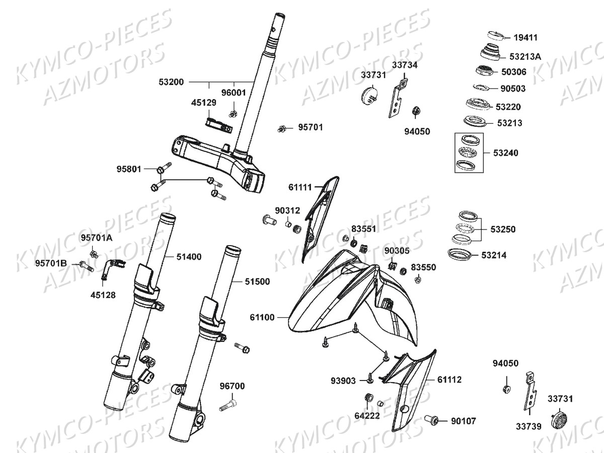 FOURCHE GARDE BOUE KYMCO DOWNTOWN 125I EX E4