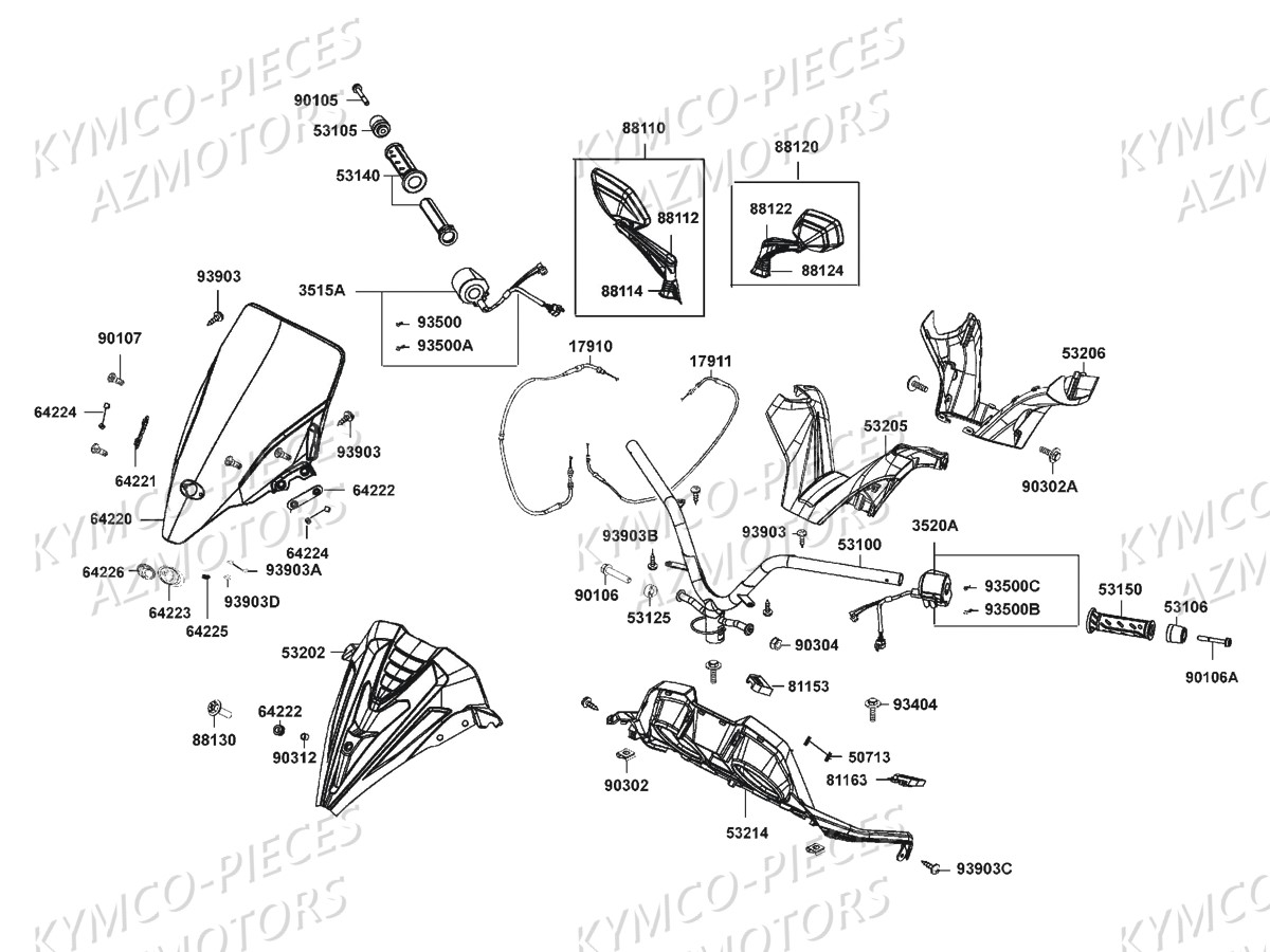 GUIDON RETROVISEURS KYMCO DOWNTOWN 125I EX E4