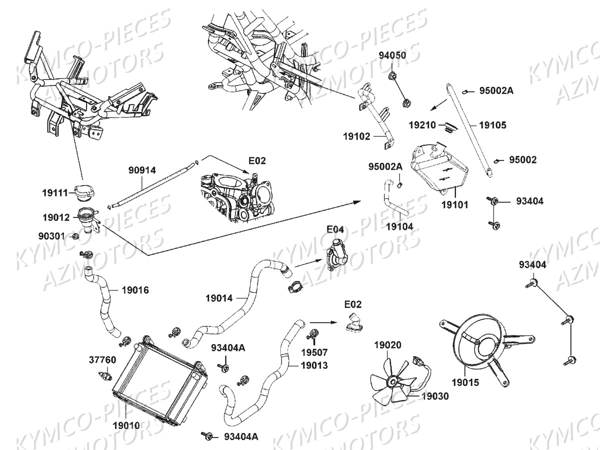 REFROIDISSEMENT KYMCO Pièces DOWNTOWN 125I ABS EXCLUSIVE EURO4 (SK25NB)