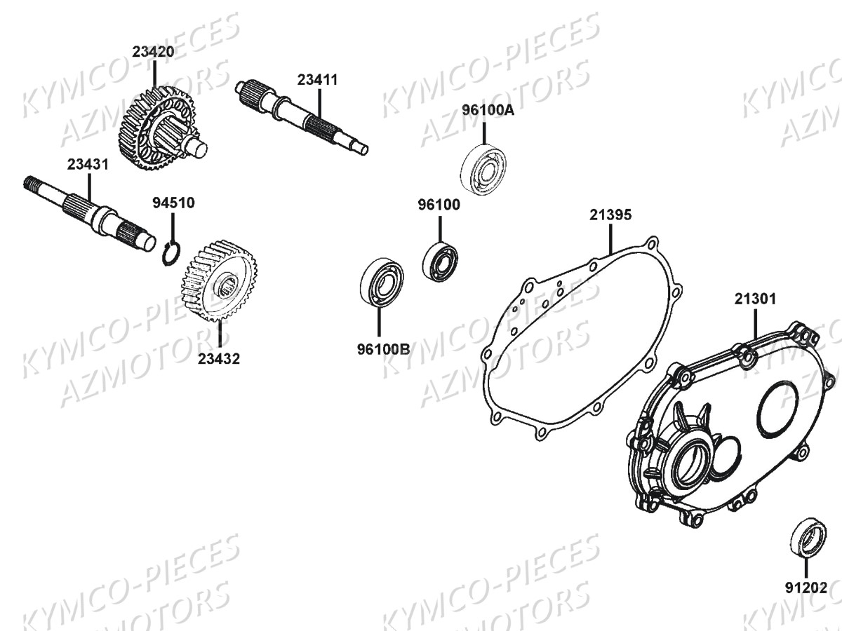 Transmission KYMCO Pièces DOWNTOWN 125I ABS EXCLUSIVE EURO4 (SK25NB)