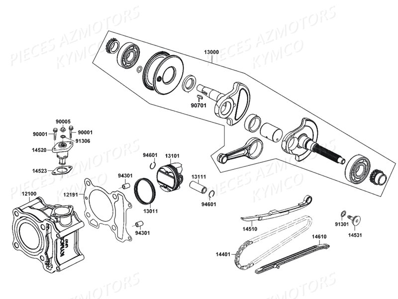 CYLINDRE PISTON pour DOWNTOWN 125 EX E3