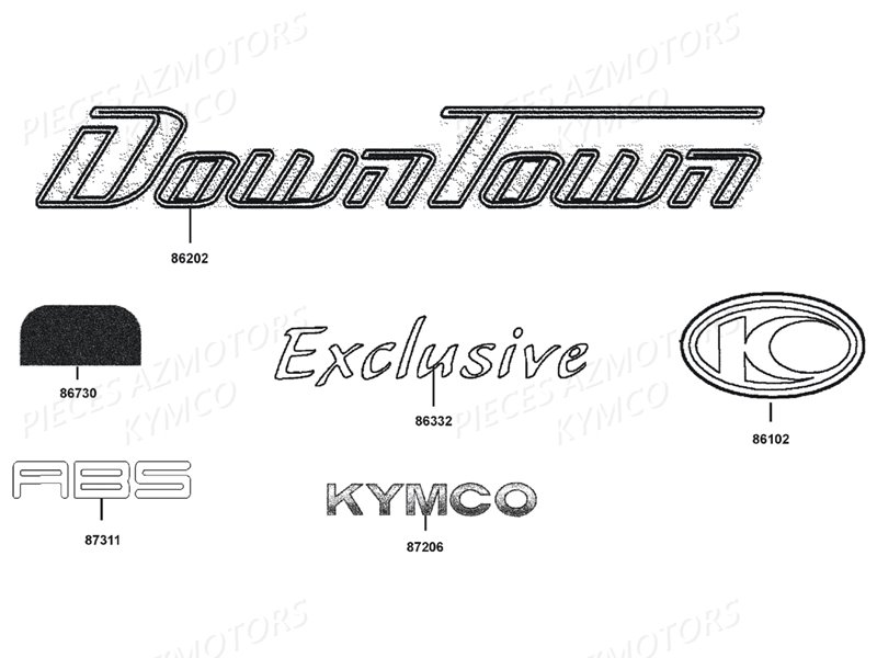 Decors KYMCO Pièces DOWNTOWN 125I ABS EXCLUSIVE EURO3 (SK25CE)