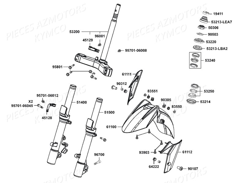 FOURCHE GARDE BOUE AVANT pour DOWNTOWN 125 EX E3