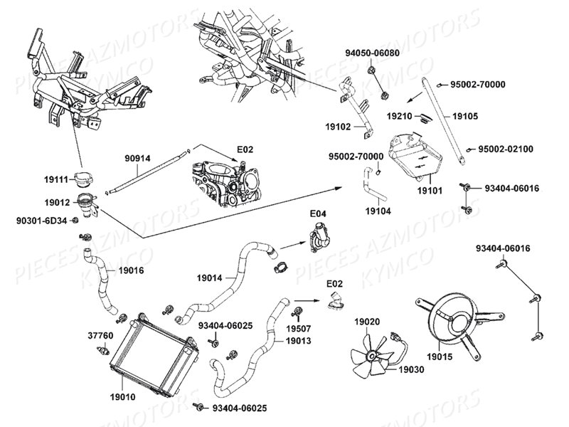 REFROIDISSEMENT KYMCO Pièces DOWNTOWN 125I ABS EXCLUSIVE EURO3 (SK25CE)