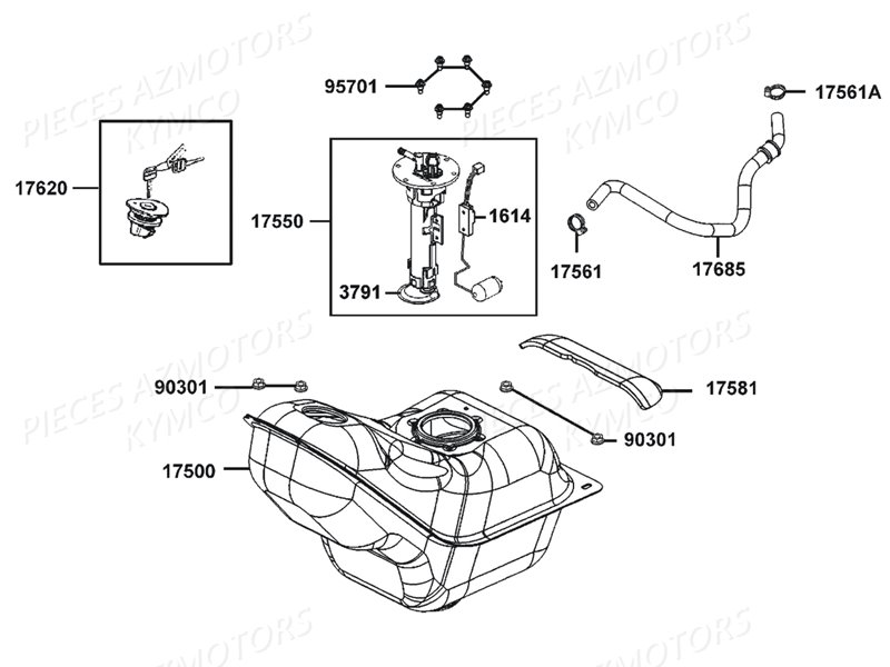 RESERVOIR A CARBURANT pour DOWNTOWN 125 EX E3