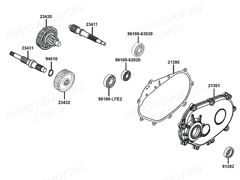 Transmission KYMCO Pièces DOWNTOWN 125I ABS EXCLUSIVE EURO3 (SK25CE)