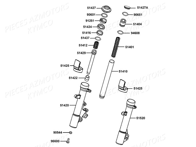 BATONS DE FOURCHE DETAIL KYMCO DOWNTOWN 125 NOODOE