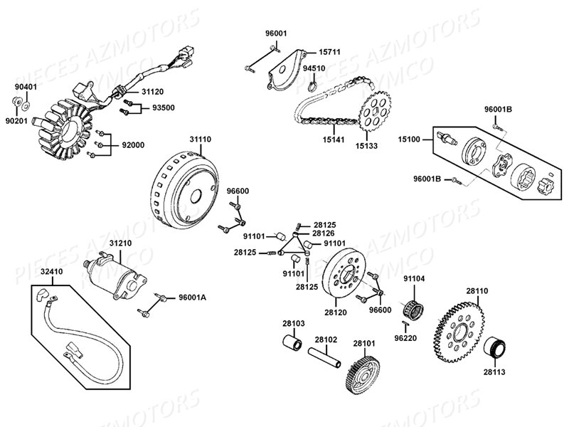 Demarreur Allumage KYMCO Pièces DOWNTOWN 125I ABS EXCLUSIVE NOODOE EURO4 (SK25NE)