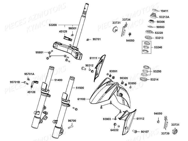 FOURCHE GARDE BOUE AVANT KYMCO DOWNTOWN 125 NOODOE