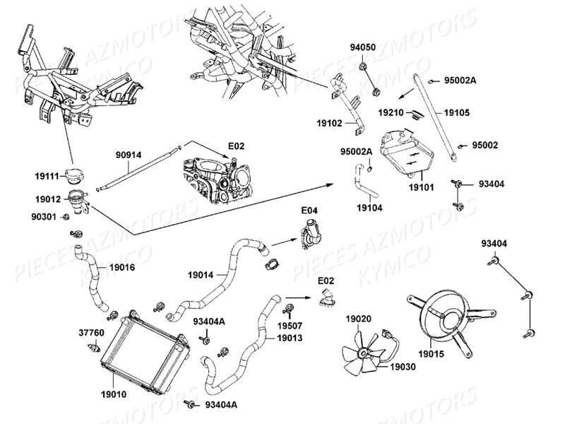 Refroidissement KYMCO Pièces DOWNTOWN 125I ABS EXCLUSIVE NOODOE EURO4 (SK25NE)