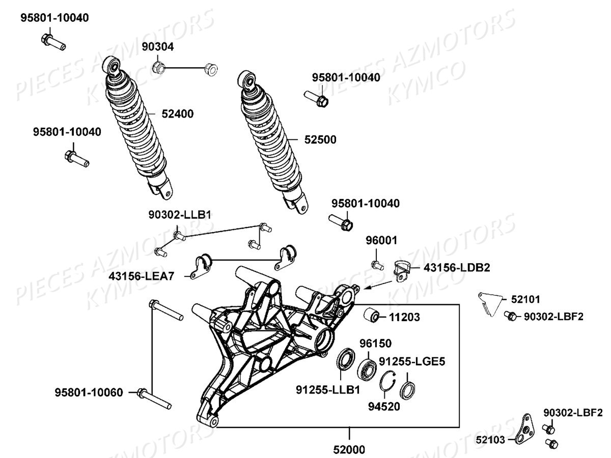 Amortisseurs KYMCO Pieces DOWNTOWN 350I ABS EURO 3 (SK64CB)