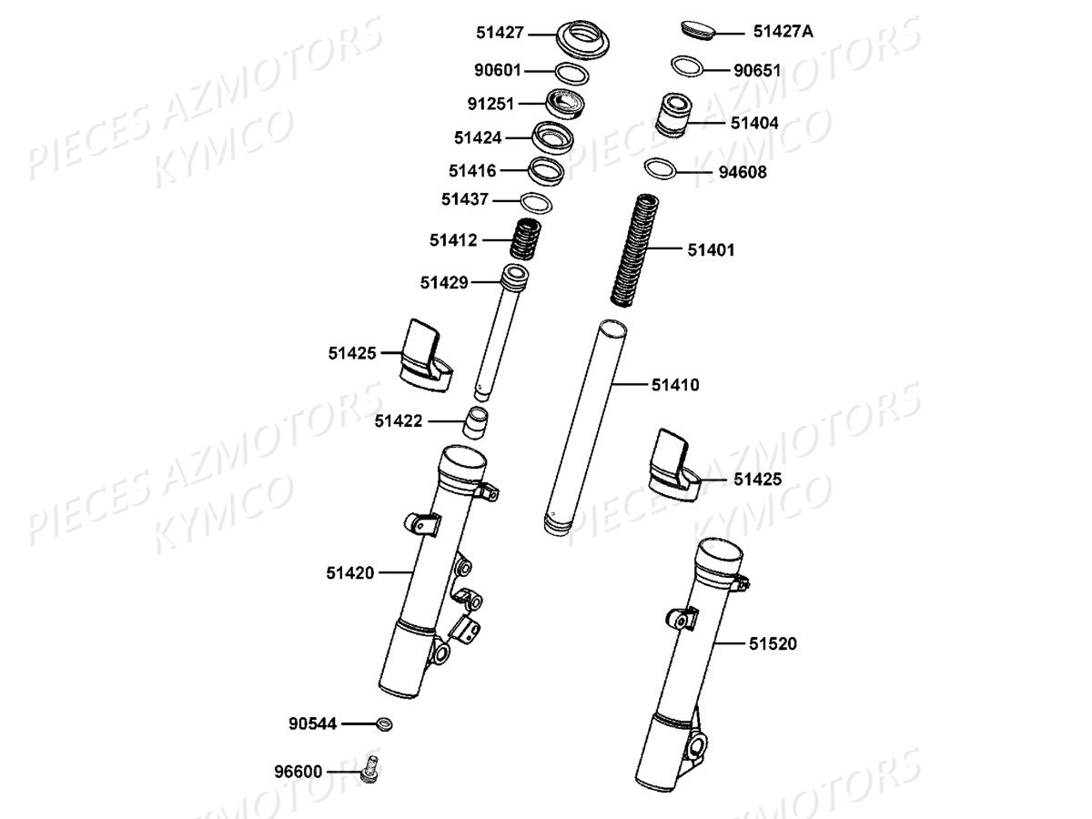 BATONS DE FOURCHE KYMCO DOWNTOWN 350I ABS