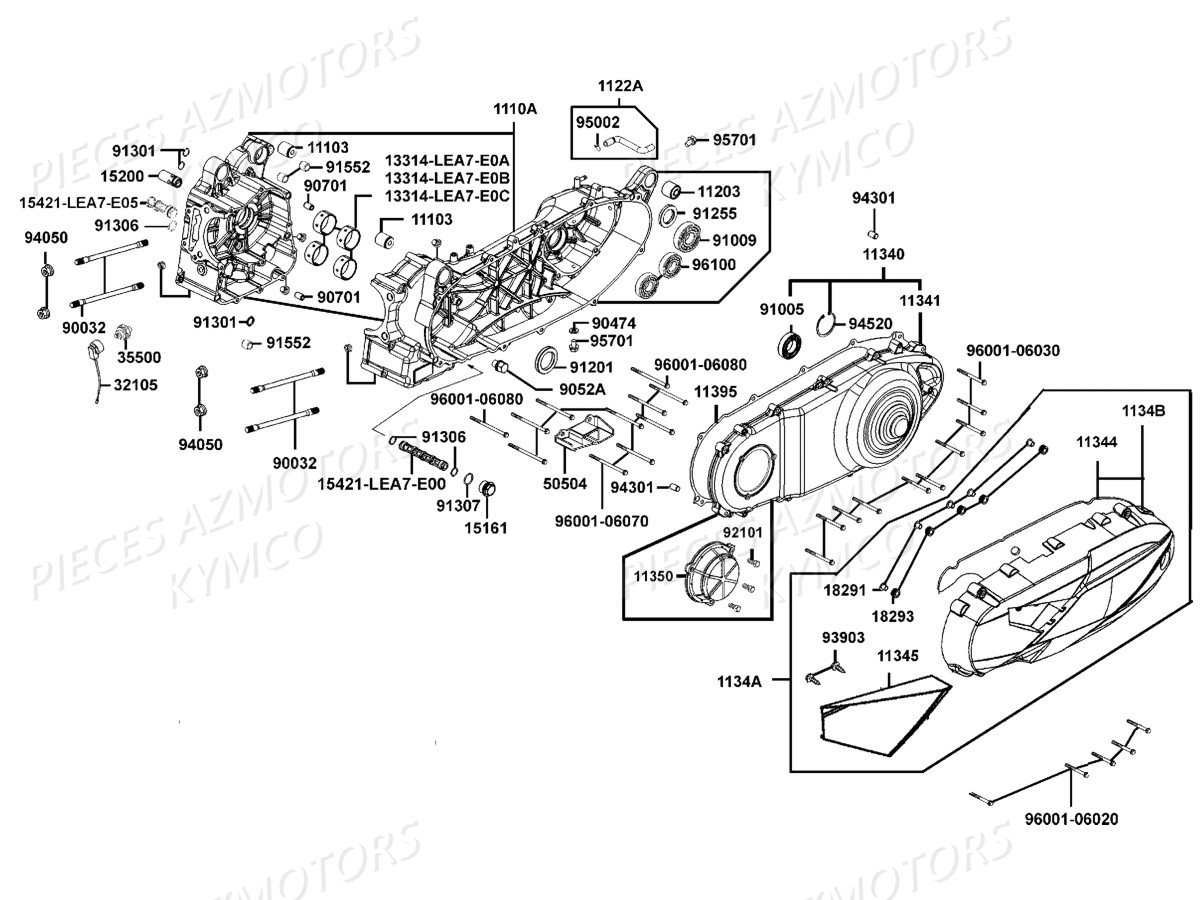 Carters Moteur KYMCO Pieces DOWNTOWN 350I ABS EURO 3 (SK64CB)