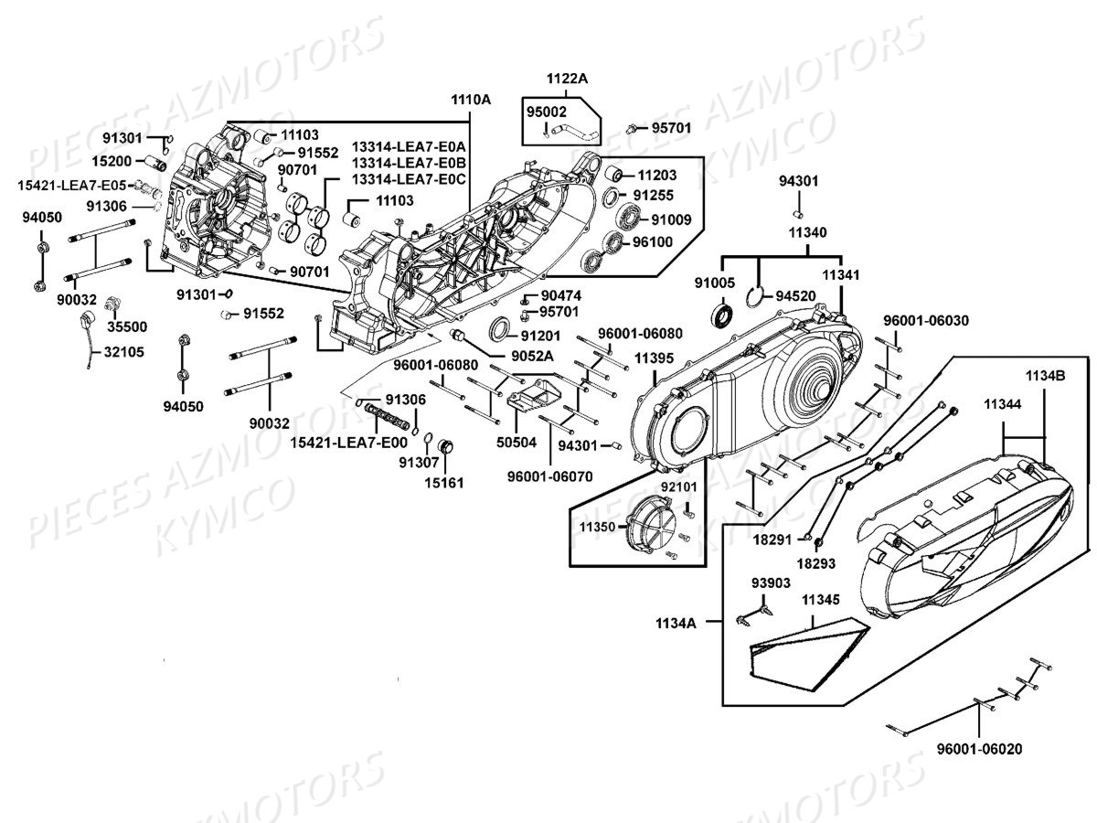 CARTERS MOTEUR pour DOWNTOWN 350I ABS