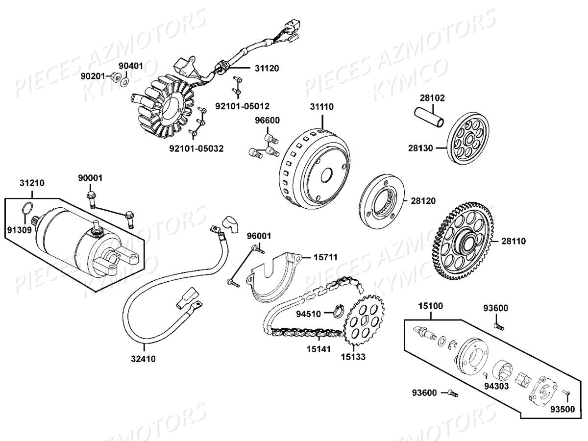 Demarreur Allumage Pompe A Huile KYMCO Pieces DOWNTOWN 350I ABS EURO 3 (SK64CB)