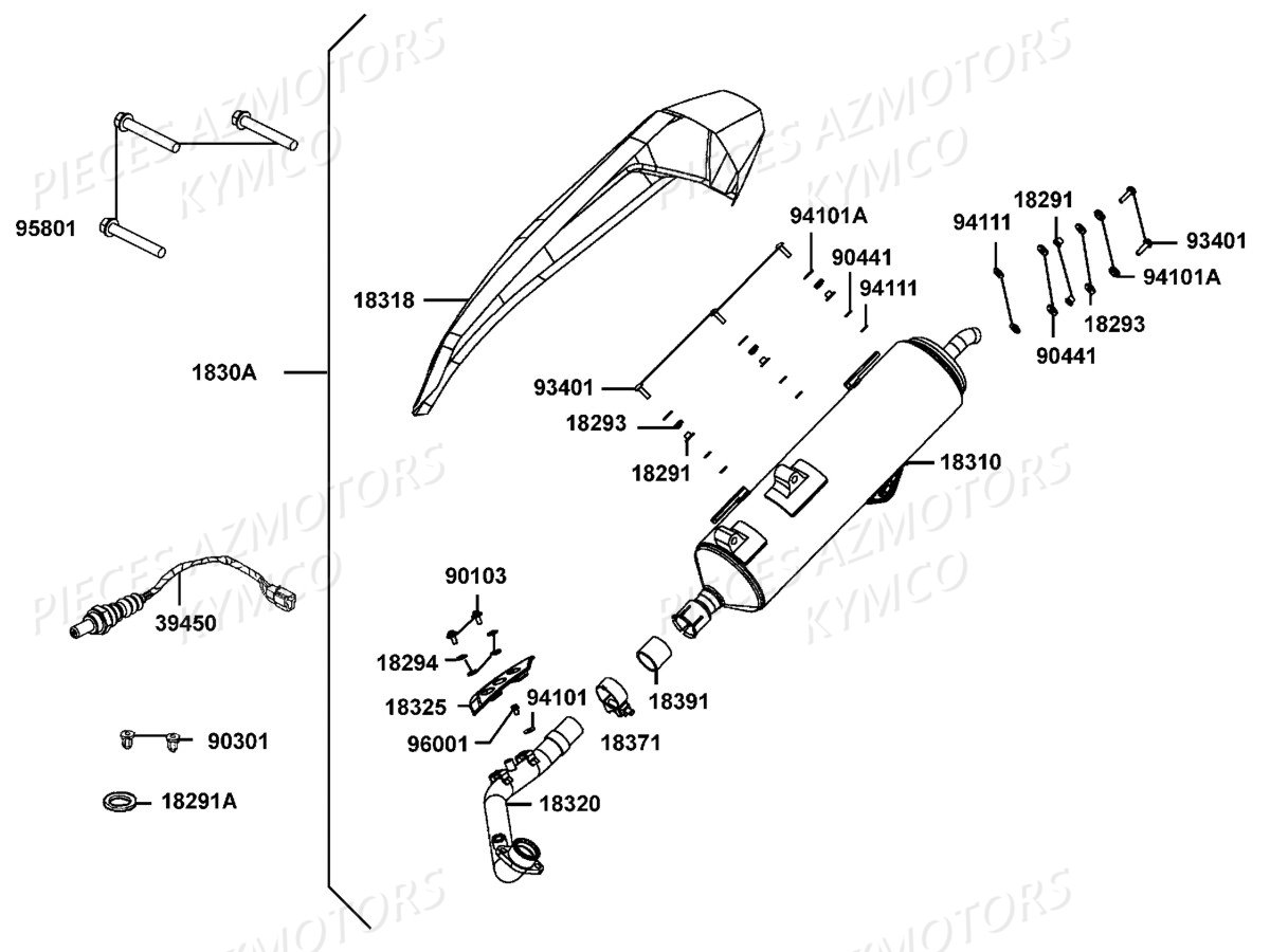 Echappement KYMCO Pieces DOWNTOWN 350I ABS EURO 3 (SK64CB)
