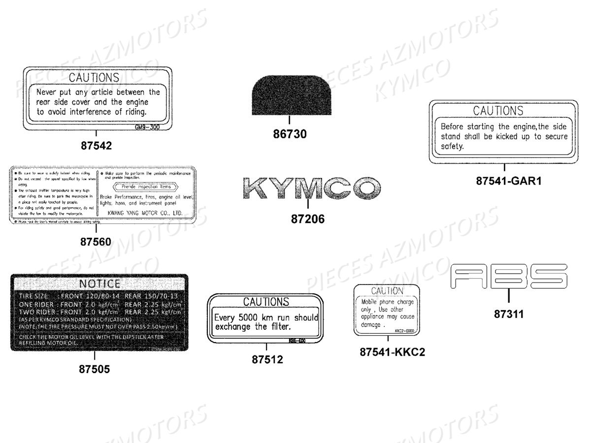 LABEL DE SECURITE KYMCO DOWNTOWN 350I ABS