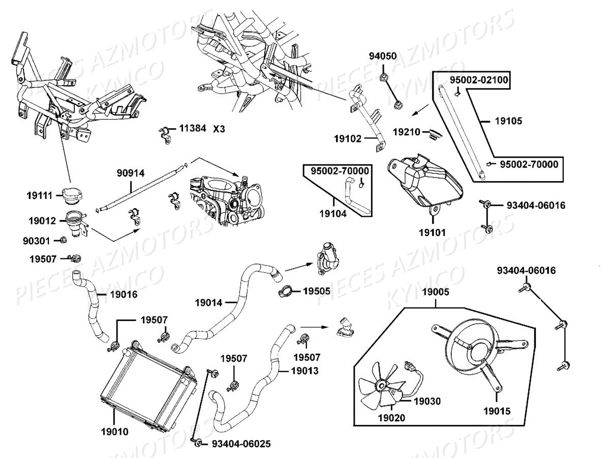 Refroidissement KYMCO Pieces DOWNTOWN 350I ABS EURO 3 (SK64CB)