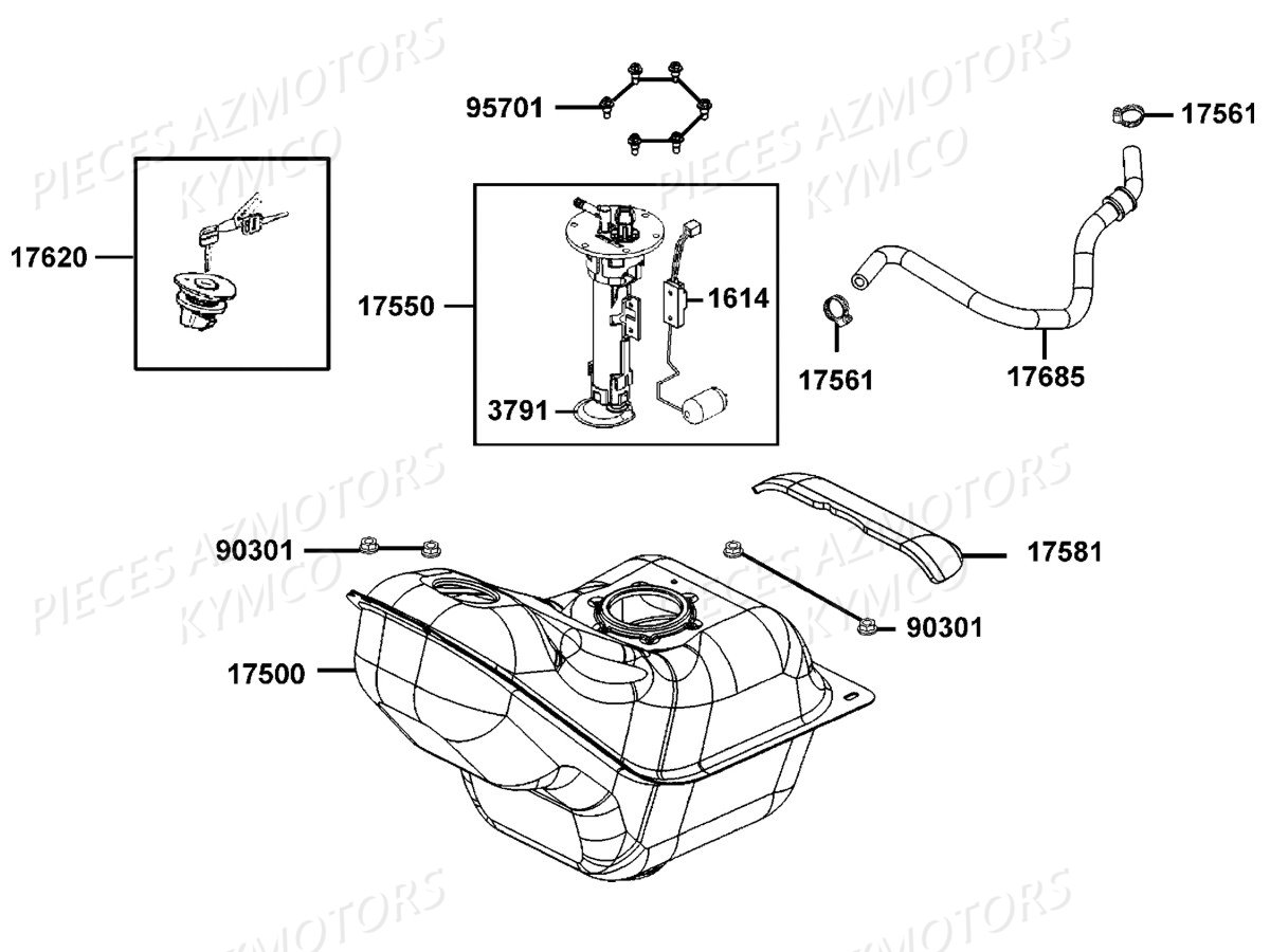 RESERVOIR A CARBURANT pour DOWNTOWN 350I ABS