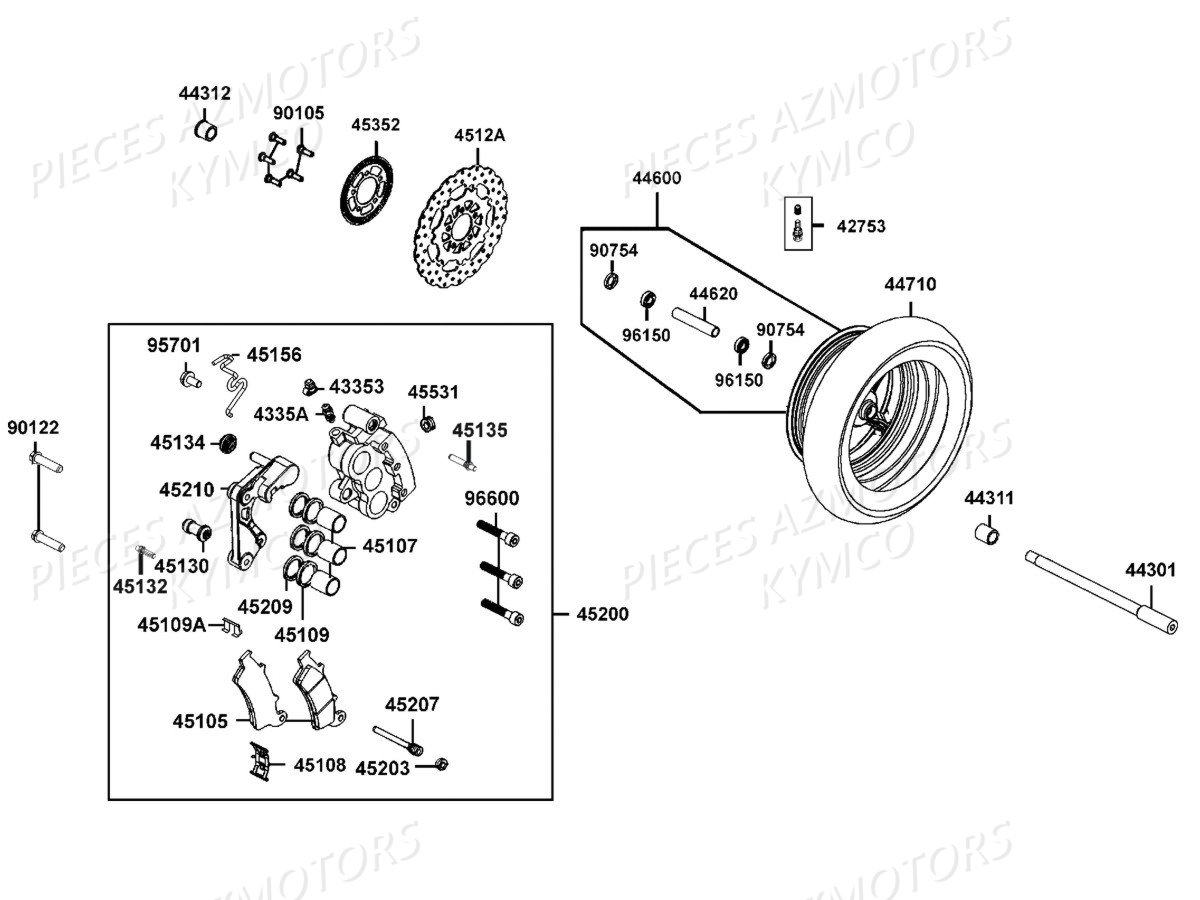 Roue Avant KYMCO Pieces DOWNTOWN 350I ABS EURO 3 (SK64CB)