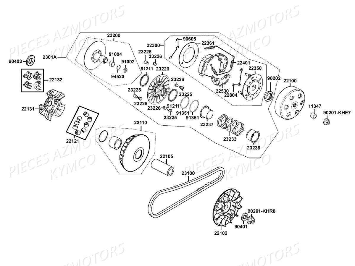 Variateur Embrayage KYMCO Pieces DOWNTOWN 350I ABS EURO 3 (SK64CB)