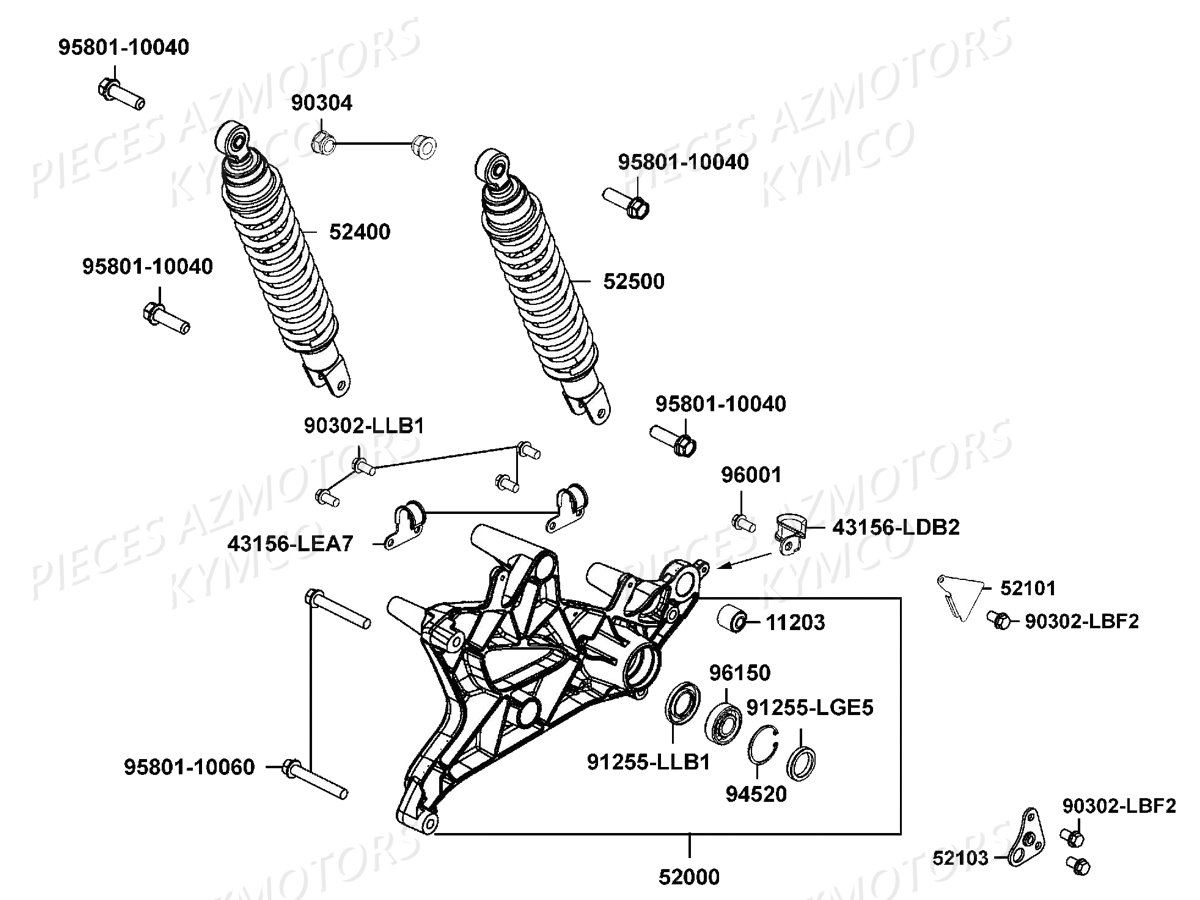 Amortisseurs KYMCO Pieces DOWNTOWN 350I ABS EURO4 (SK64GA)
