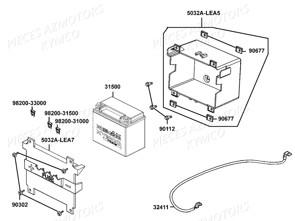 Batterie KYMCO Pieces DOWNTOWN 350I ABS EURO4 (SK64GA)