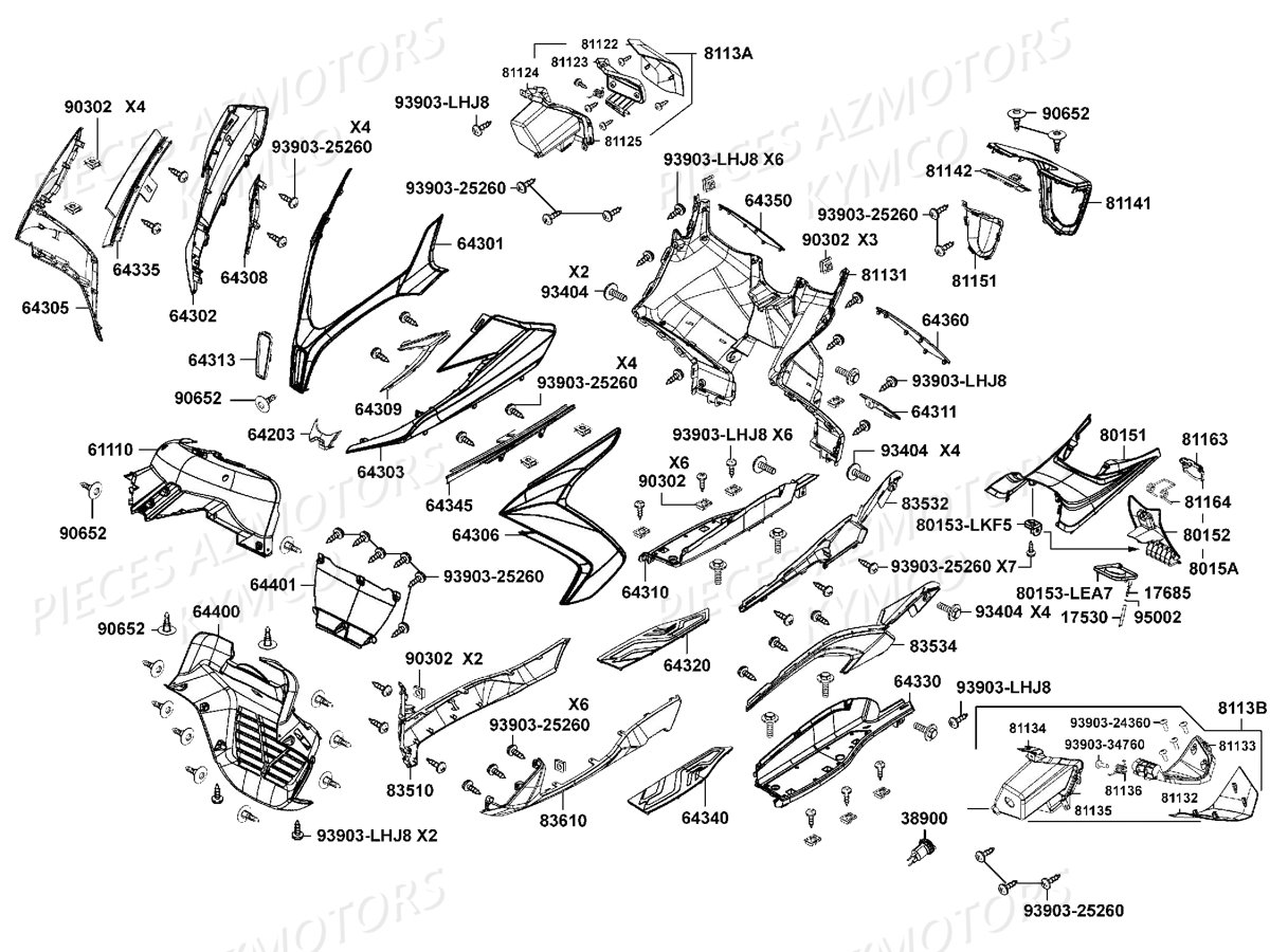 CARENAGES_AVANT KYMCO Pieces DOWNTOWN 350I ABS EURO4 (SK64GA)